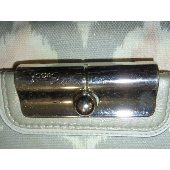 COACH Kristin Ikat Op Art Silver Gray Print Sparkle Canvas Hobo Flap Handbag - Picture 13 of 15